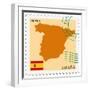 Stamp with Map and Flag of Spain-Perysty-Framed Premium Giclee Print