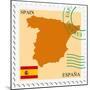 Stamp with Map and Flag of Spain-Perysty-Mounted Premium Giclee Print