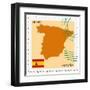 Stamp with Map and Flag of Spain-Perysty-Framed Art Print