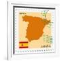 Stamp with Map and Flag of Spain-Perysty-Framed Art Print