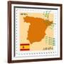 Stamp with Map and Flag of Spain-Perysty-Framed Art Print