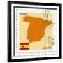 Stamp with Map and Flag of Spain-Perysty-Framed Art Print