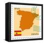 Stamp with Map and Flag of Spain-Perysty-Framed Stretched Canvas