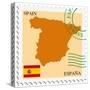 Stamp with Map and Flag of Spain-Perysty-Stretched Canvas