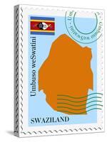 Stamp with Map and Flag of Swaziland-Perysty-Stretched Canvas