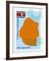 Stamp with Map and Flag of Swaziland-Perysty-Framed Art Print