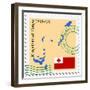 Stamp with Map and Flag of Tonga-Perysty-Framed Premium Giclee Print