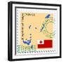 Stamp with Map and Flag of Tonga-Perysty-Framed Premium Giclee Print