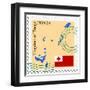 Stamp with Map and Flag of Tonga-Perysty-Framed Art Print