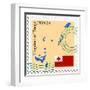 Stamp with Map and Flag of Tonga-Perysty-Framed Art Print
