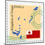 Stamp with Map and Flag of Tonga-Perysty-Mounted Art Print