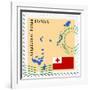 Stamp with Map and Flag of Tonga-Perysty-Framed Art Print