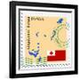 Stamp with Map and Flag of Tonga-Perysty-Framed Art Print