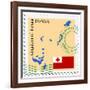 Stamp with Map and Flag of Tonga-Perysty-Framed Art Print