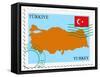 Stamp with Map and Flag of Turkey-Perysty-Framed Stretched Canvas