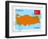 Stamp with Map and Flag of Turkey-Perysty-Framed Art Print