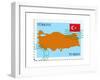 Stamp with Map and Flag of Turkey-Perysty-Framed Art Print