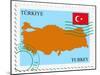 Stamp with Map and Flag of Turkey-Perysty-Mounted Art Print