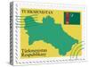 Stamp with Map and Flag of Turkmenistan-Perysty-Stretched Canvas