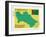 Stamp with Map and Flag of Turkmenistan-Perysty-Framed Art Print