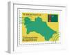 Stamp with Map and Flag of Turkmenistan-Perysty-Framed Art Print