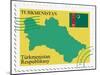 Stamp with Map and Flag of Turkmenistan-Perysty-Mounted Art Print