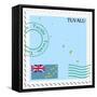 Stamp with Map and Flag of Tuvalu-Perysty-Framed Stretched Canvas