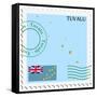 Stamp with Map and Flag of Tuvalu-Perysty-Framed Stretched Canvas