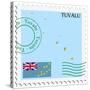 Stamp with Map and Flag of Tuvalu-Perysty-Stretched Canvas