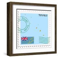 Stamp with Map and Flag of Tuvalu-Perysty-Framed Art Print