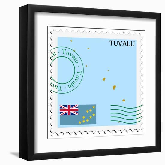 Stamp with Map and Flag of Tuvalu-Perysty-Framed Art Print