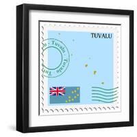 Stamp with Map and Flag of Tuvalu-Perysty-Framed Art Print