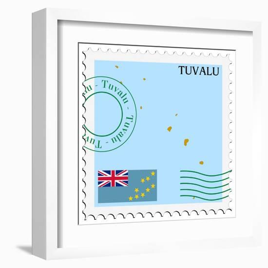 Stamp with Map and Flag of Tuvalu-Perysty-Framed Art Print