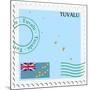 Stamp with Map and Flag of Tuvalu-Perysty-Mounted Art Print