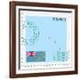 Stamp with Map and Flag of Tuvalu-Perysty-Framed Art Print