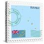 Stamp with Map and Flag of Tuvalu-Perysty-Stretched Canvas