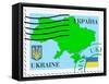 Stamp with Map and Flag of Ukraine-Perysty-Framed Stretched Canvas