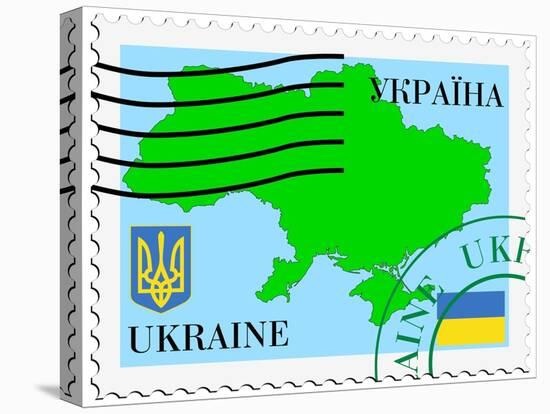 Stamp with Map and Flag of Ukraine-Perysty-Stretched Canvas