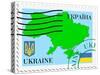 Stamp with Map and Flag of Ukraine-Perysty-Stretched Canvas