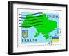 Stamp with Map and Flag of Ukraine-Perysty-Framed Art Print