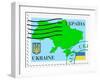 Stamp with Map and Flag of Ukraine-Perysty-Framed Art Print