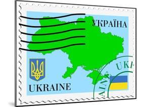 Stamp with Map and Flag of Ukraine-Perysty-Mounted Art Print