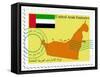 Stamp with Map and Flag of United Arab Emirates-Perysty-Framed Stretched Canvas