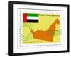 Stamp with Map and Flag of United Arab Emirates-Perysty-Framed Art Print