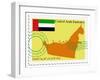 Stamp with Map and Flag of United Arab Emirates-Perysty-Framed Art Print