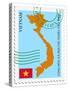 Stamp with Map and Flag of Vietnam-Perysty-Stretched Canvas