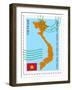 Stamp with Map and Flag of Vietnam-Perysty-Framed Art Print