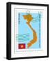 Stamp with Map and Flag of Vietnam-Perysty-Framed Art Print