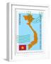 Stamp with Map and Flag of Vietnam-Perysty-Framed Art Print