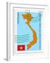 Stamp with Map and Flag of Vietnam-Perysty-Framed Art Print